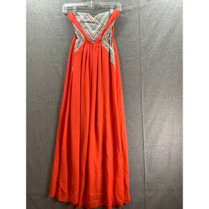West 36th Maxi Orange Dress Women Size Small Sleeveless